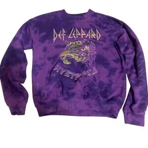 DEF LEPPARD Hysteria Purple Sweatshirt with Intentional Fading, Size Small